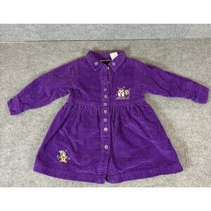 Vintage Disney Baby Minnie Mouse Girl Purple Corduroy Dress Christmas 24 Mos